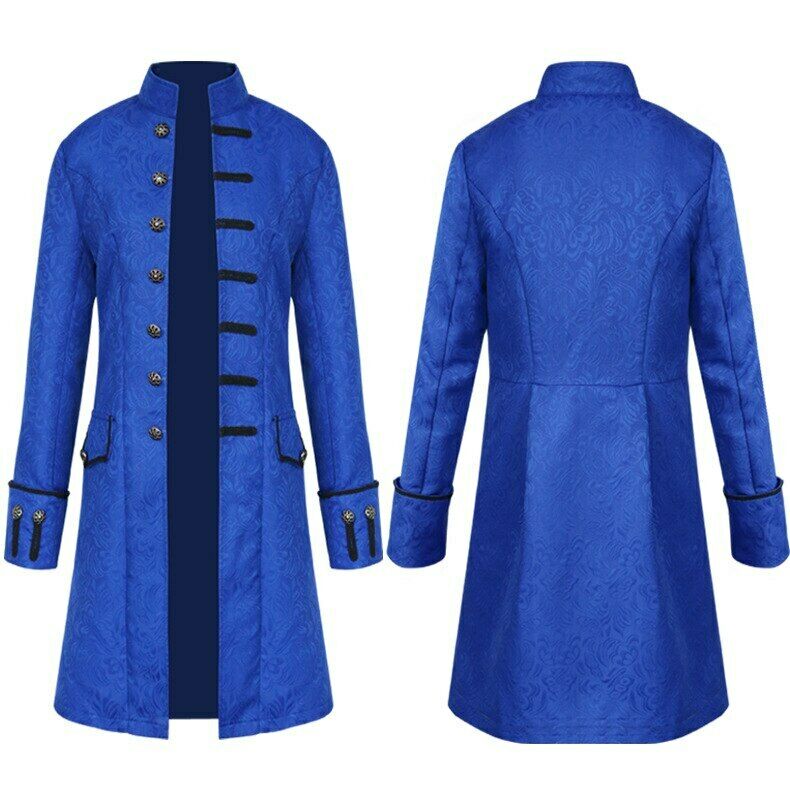 Retro Men Medieval Steampunk Trench Coat Outwear Overcoat Jacket Cosplay Costume
