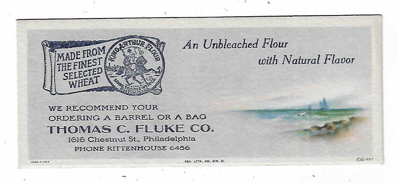 Old Advertising Premium Blotter King Arthur Flour Thomas Fluke Philadelphia