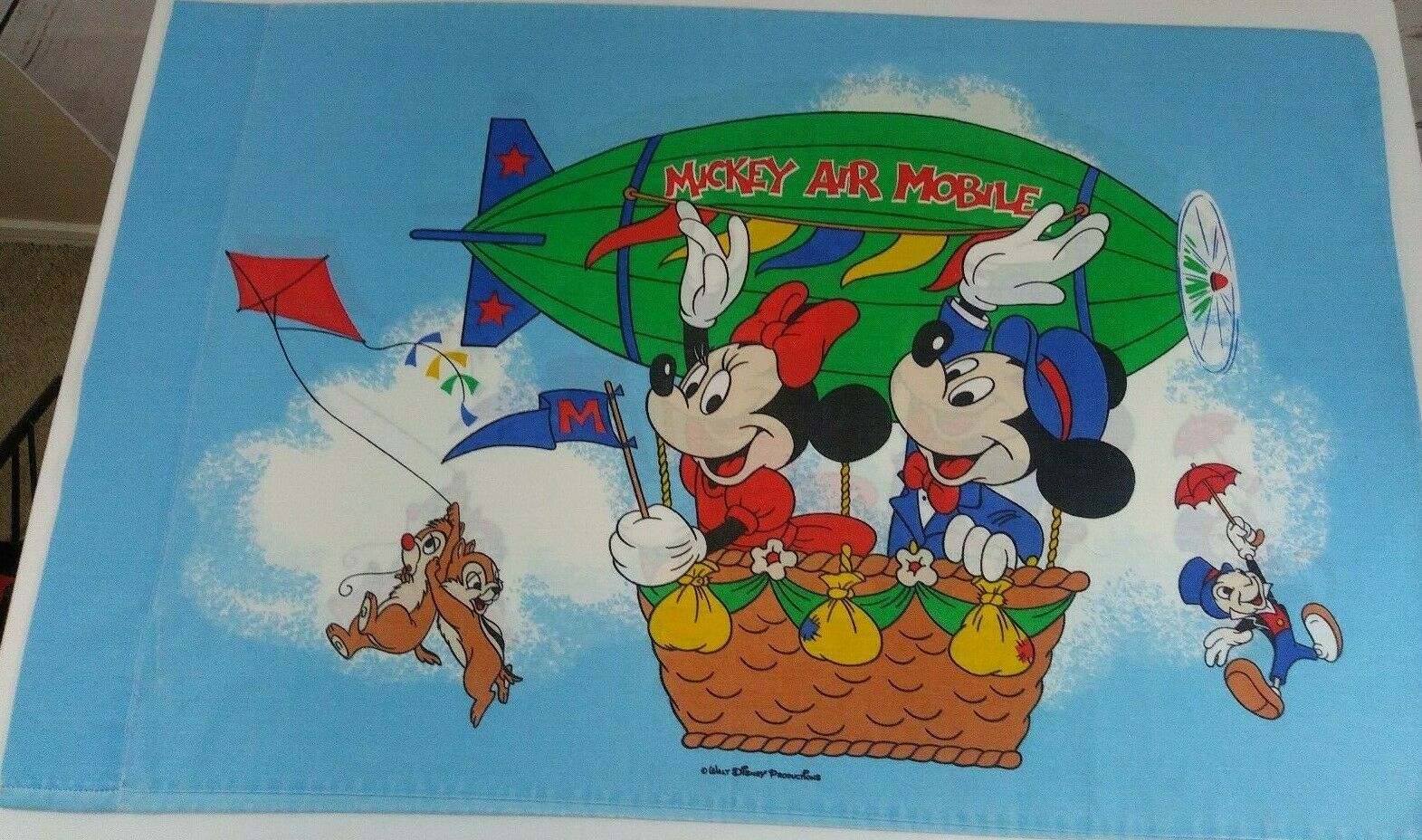 Vintage Mickey Air Mobile Standard Pillowcase Walt Disney Productions 20"x30.75"