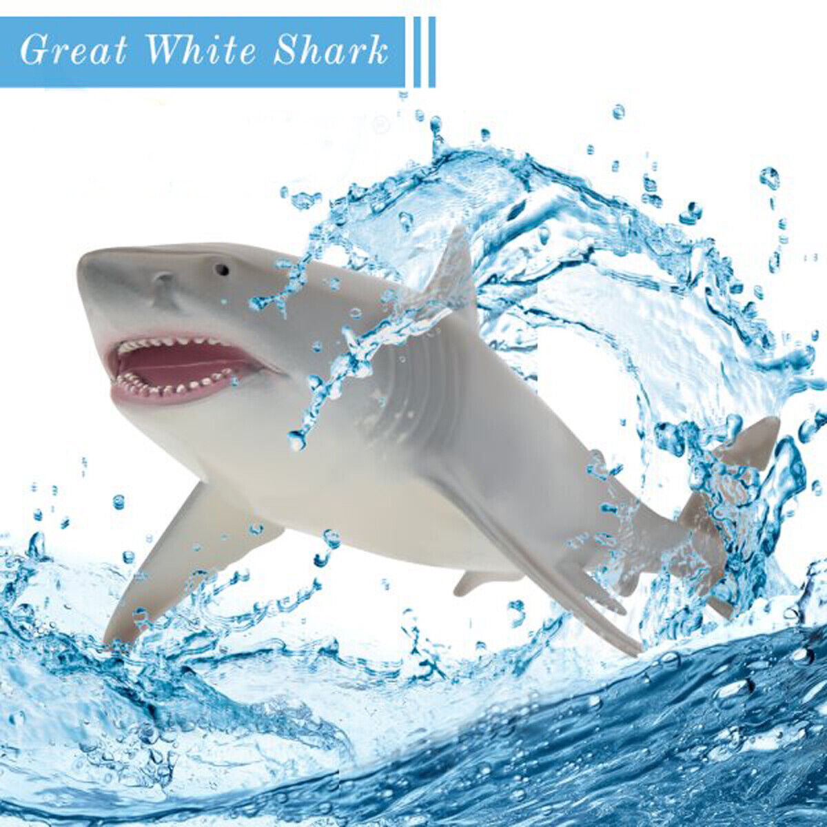 Great White Shark 10”hard Plastic Toy Blue Action Figure Ocean Jaws Collection