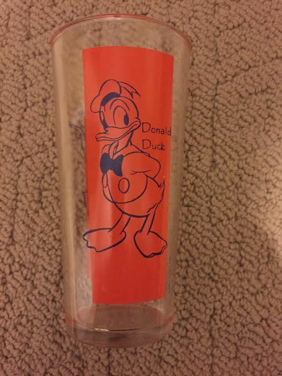 Vintage Donald Duck & Daisy Drinking Glass Walt Disney 1940's Or 1950's