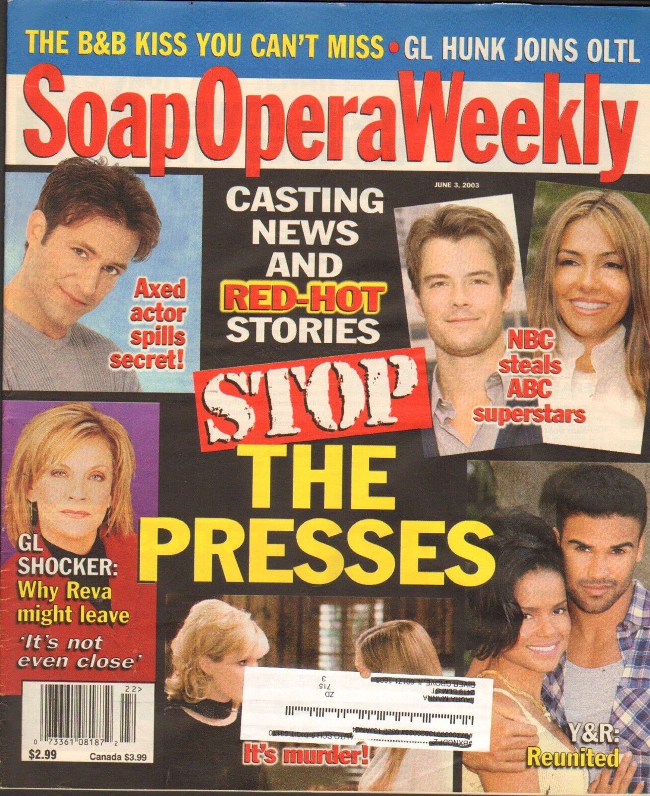 June 3 2003 - Soap Opera Weekly Vintage Soap Opera Magazine
