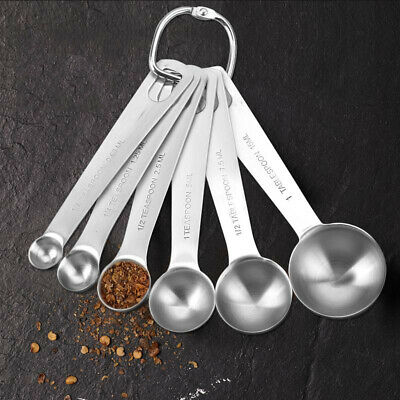 6 Size Stainless Steel Measuring Spoons Tea Coffee Sault Measure Tool Cooking
