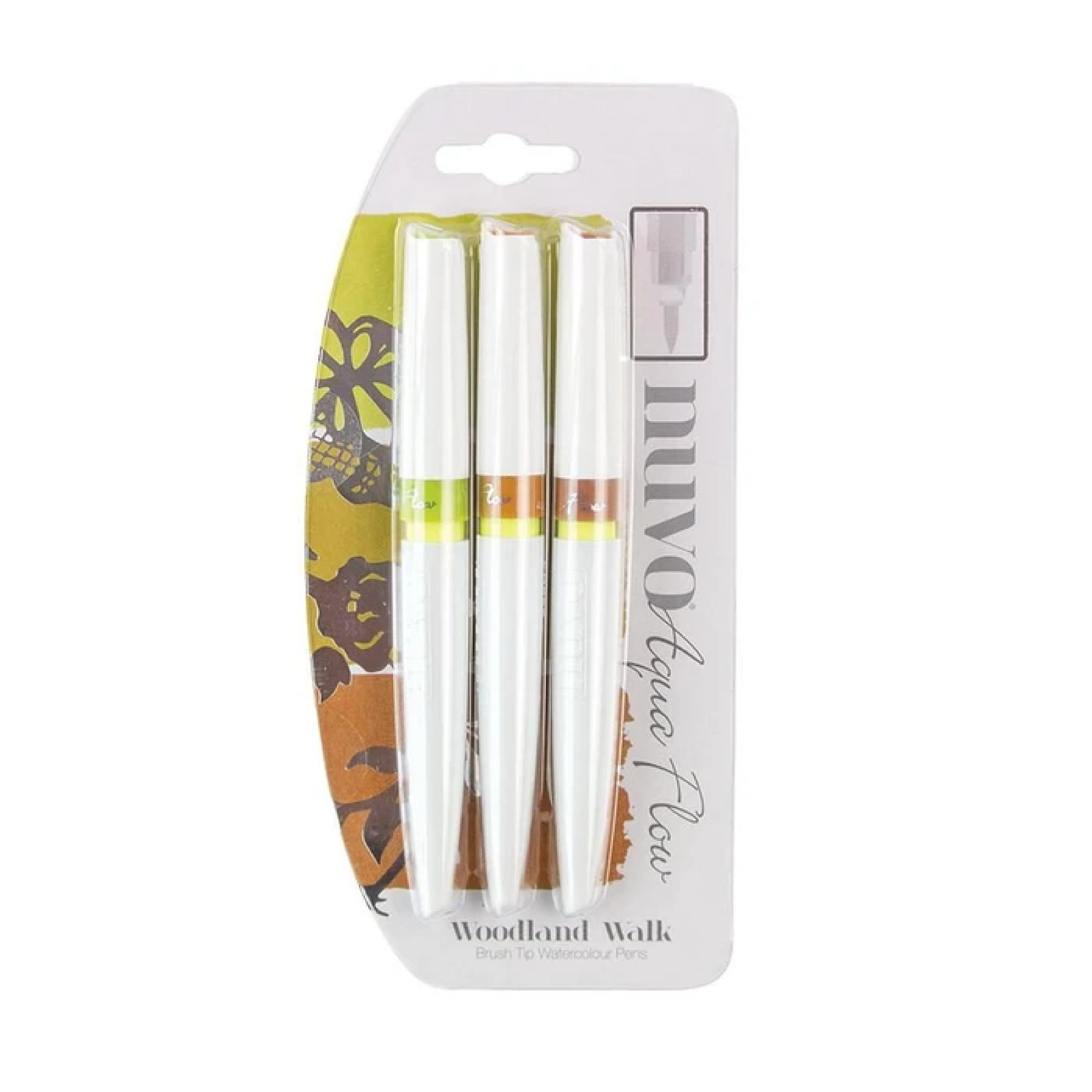 Nuvo Aqua Flow Brush Tip Watercolor Pens Woodland Walk 3 Pens