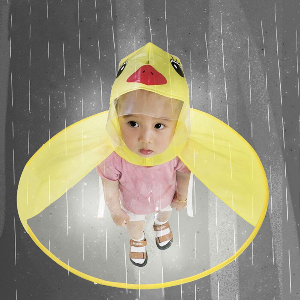 Rain Coat Ufo Duck Kids Baby Child Umbrella Hat Magical Hands Free Raincoat Au