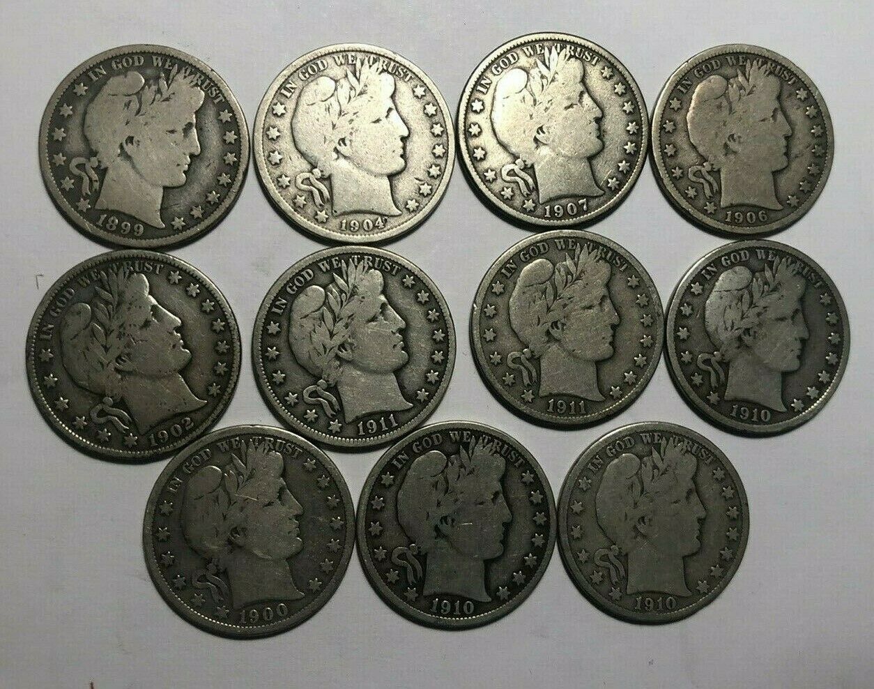 1899 To 1911 Vg Barber Half Dollar Lot / 11 Different Dates / Nice Lot