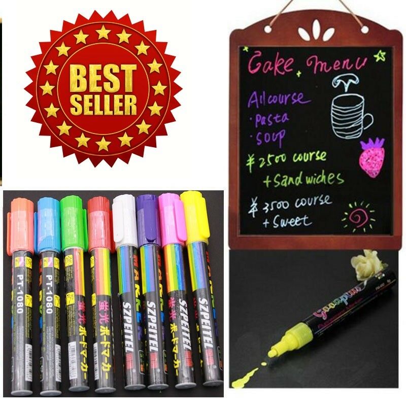 8 Pcs Highlighter Fluorescent Liquid Chalk Marker Pen For Led Writing Board 6mm