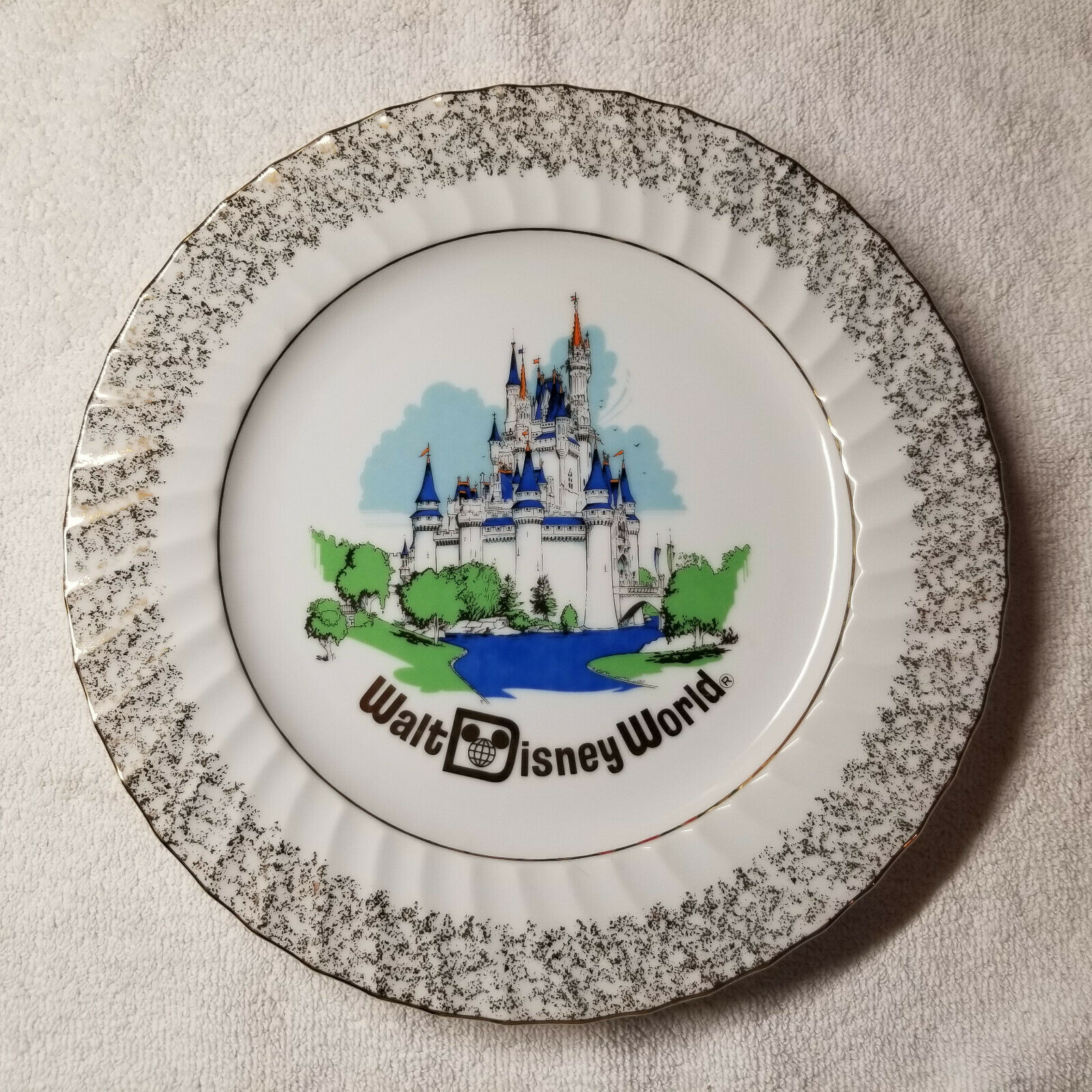 Rare "blue" 1960 Disney World Cinderella's Castle Collector Souvenir Cake Plate