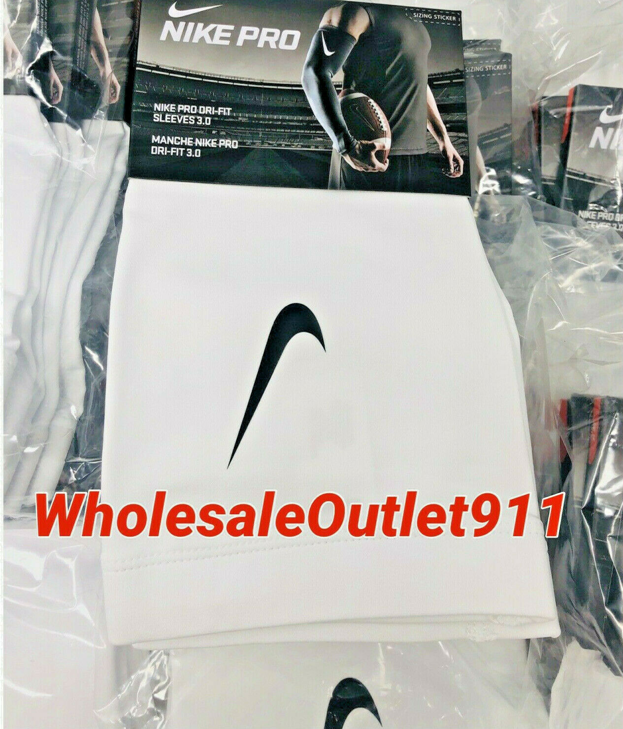 New Nike Pro Arm Sleeves Pair Athletic Sports Compression Gym White Adult