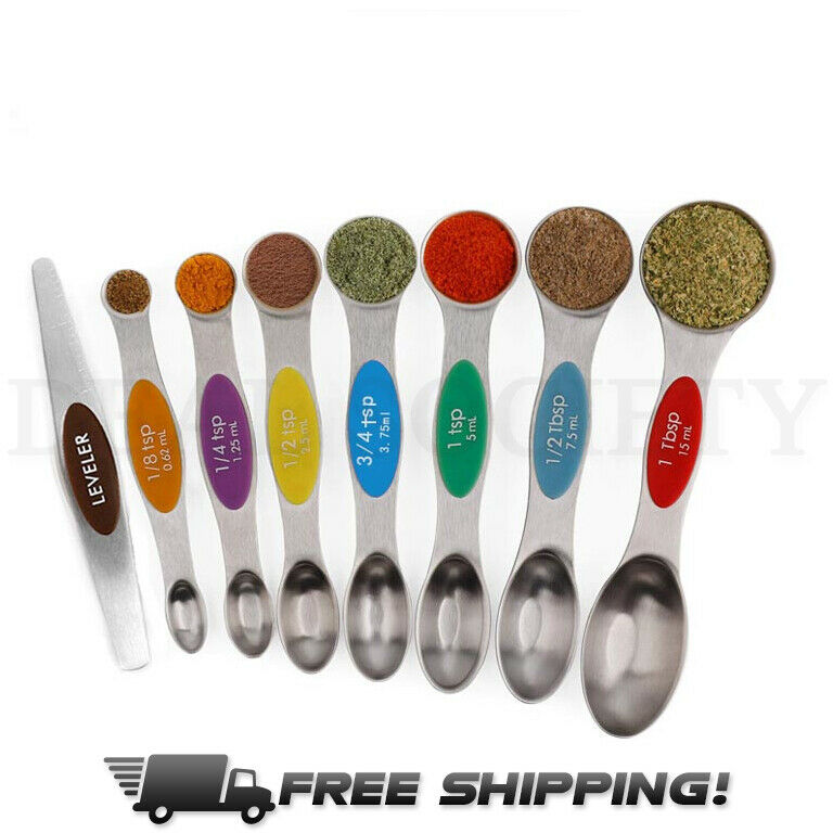 Magnetic Dual Sided Measuring Spoons With Leveler - Set Of 8