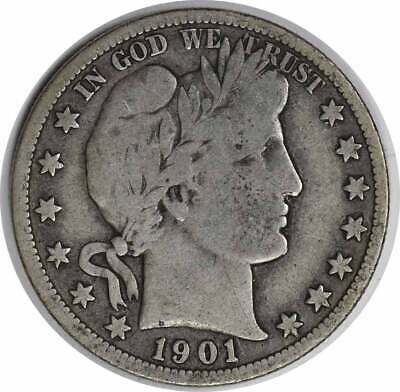 1901-s Barber Silver Half Dollar Choice Vg Uncertified