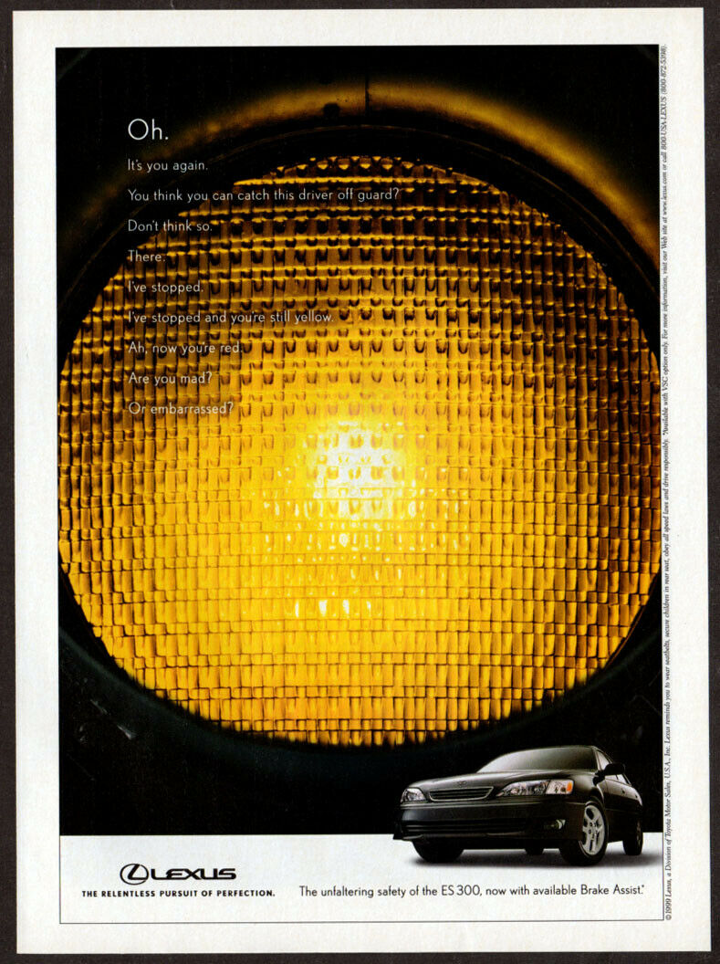 2000 Lexus Es 300 Vintage Original Print Ad Black 4-door Car Photo Orange Light