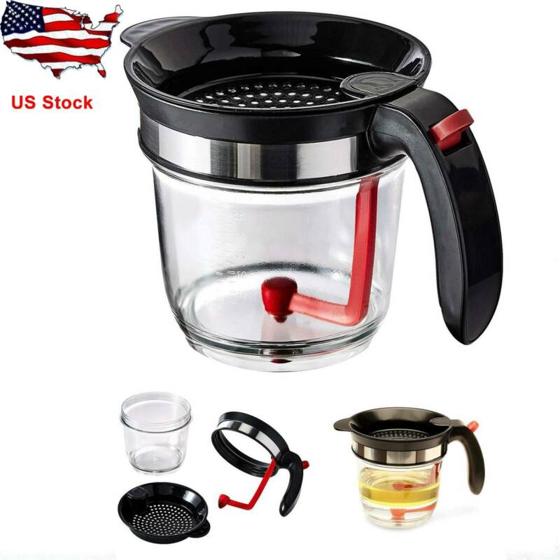 4-cup Gravy Fat Separator With Bottom Release Strainer 1l Grease Separator Cup