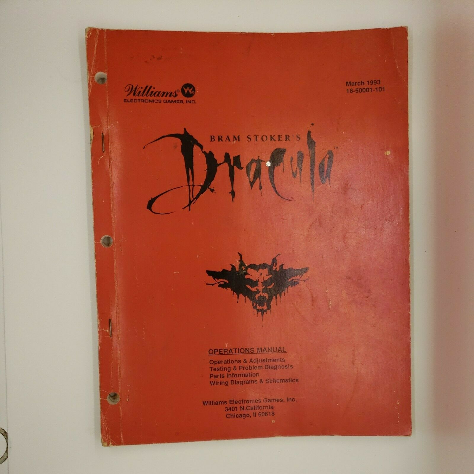 Dracula Williams Pinball Manual Original  Arcade