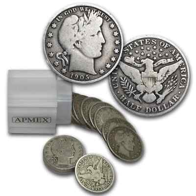 90% Silver Barber Halves $10 20-coin Roll Vg+ - Sku #67003