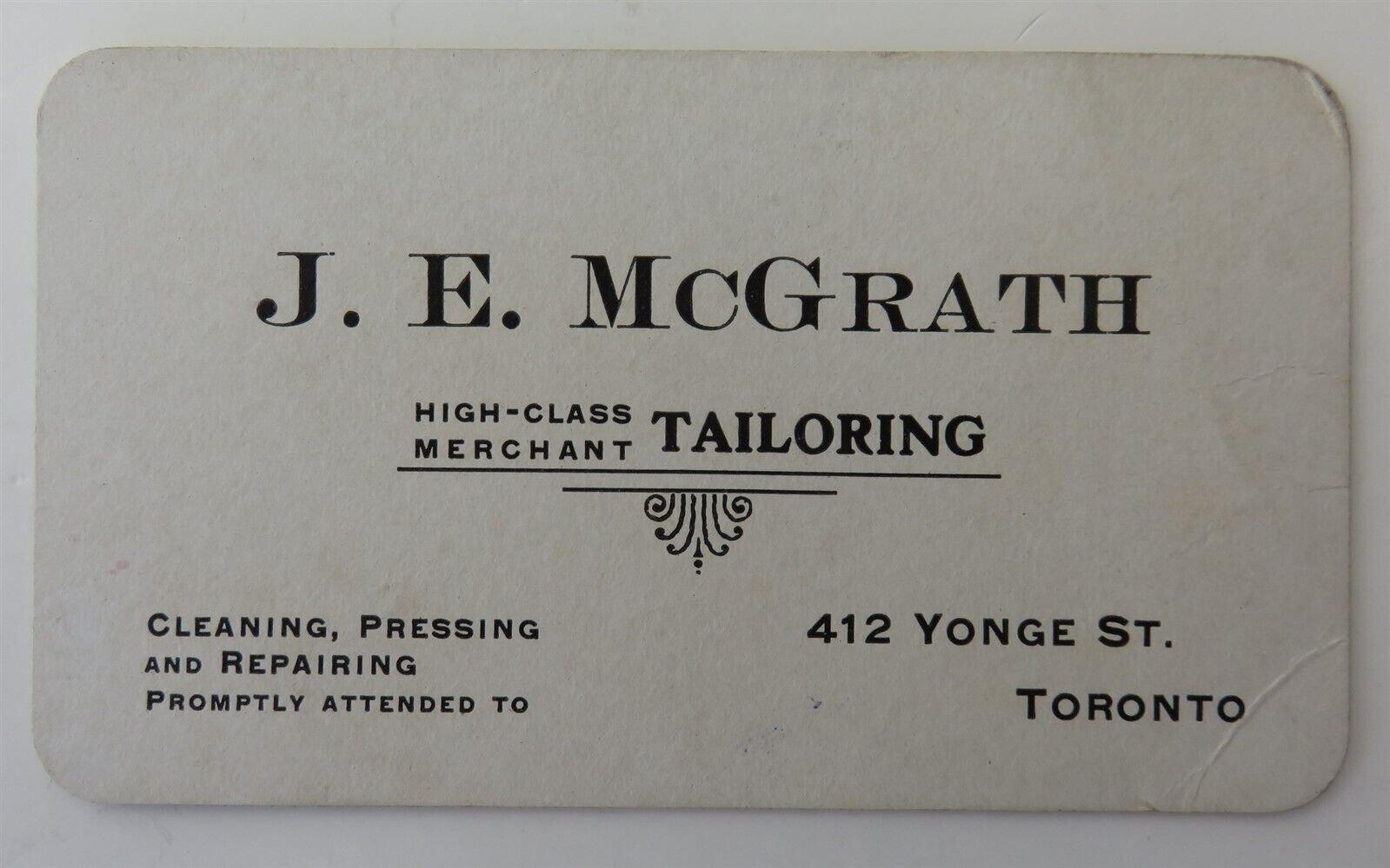 Vintage Toronto Tailoring Business Card         (inv36976)