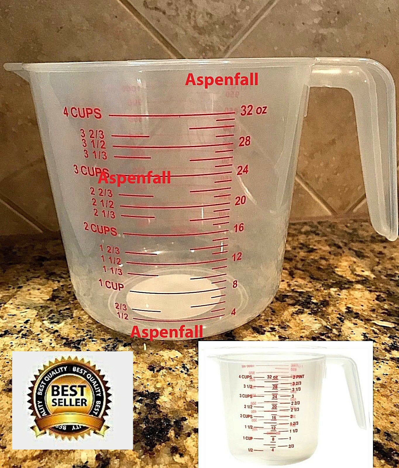 1 Extra Large 4-cup Capacity Clear Plastic Measuring Cup Usa Seller