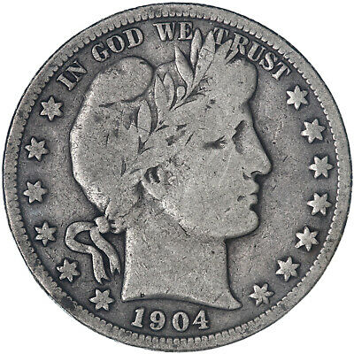 1904 S Barber Half Dollar 90% Silver Very Good Vg