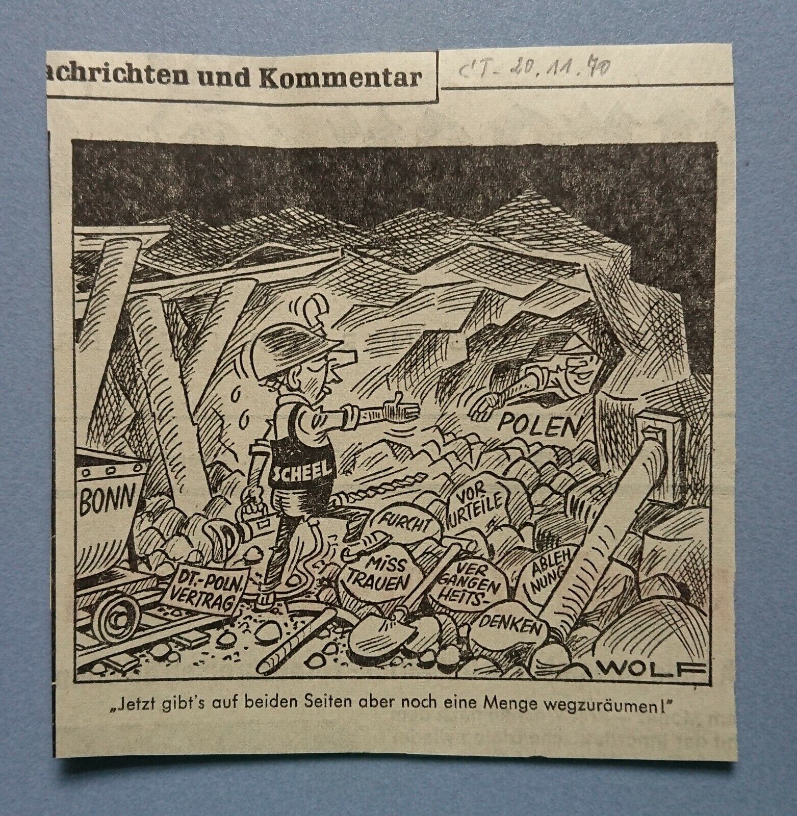 Old Display Tageblatt Coburg 20.11.70 Political Satire Politics Economy Wolf