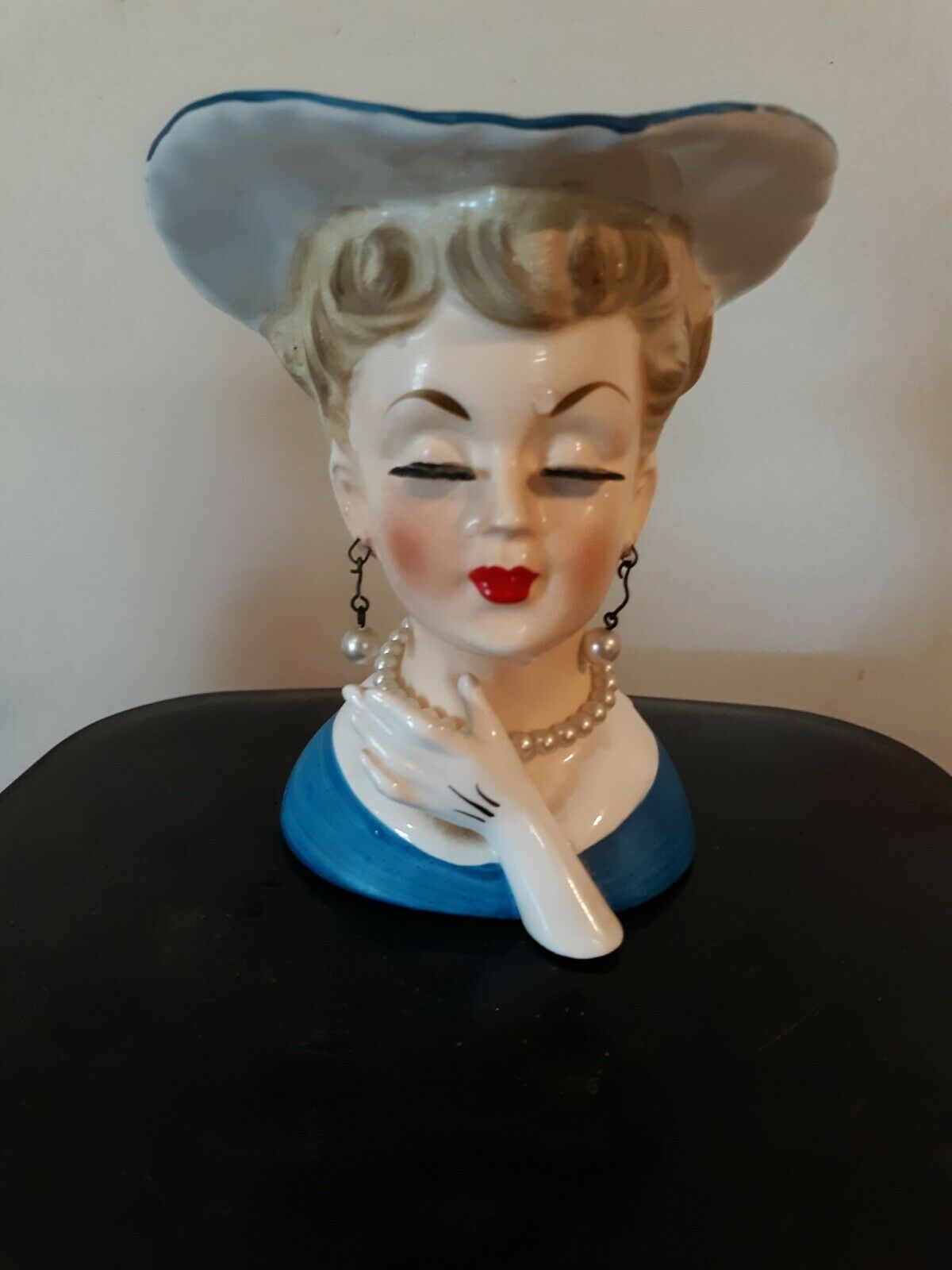 Vintage Lady Head Vase Marked C5046 4.5" Tall Hat