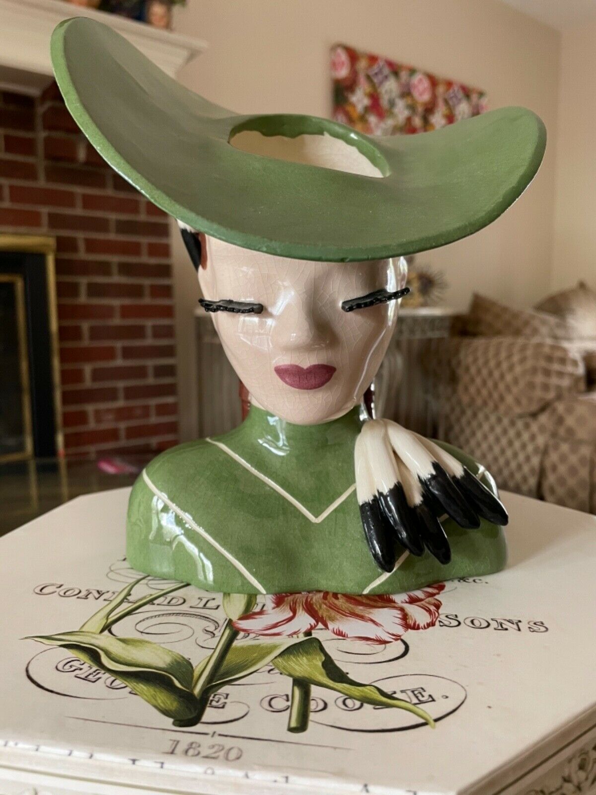 8.25” Vintage Lady Head Vase~ Ermyn Trude ~ Betty Lou Nichols Headvase No Damage