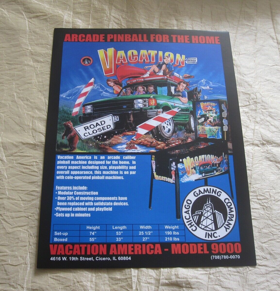 2003 Chicago Gaming Vacation America Pinball Flyer