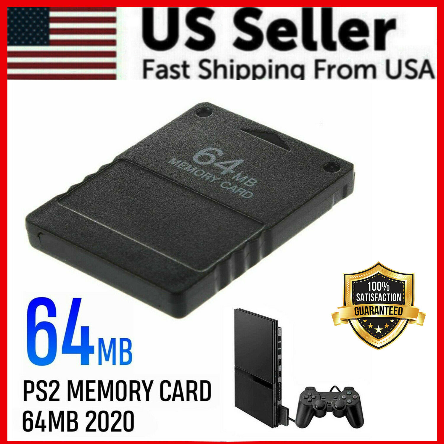 Oem Spec Ps2 Memory Card 64mb For Sony Playstation 2 - Brand New -  Play Station