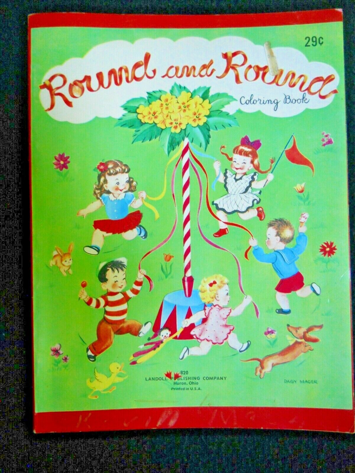 Vintage Round And Round Coloring Book / One Page Colored