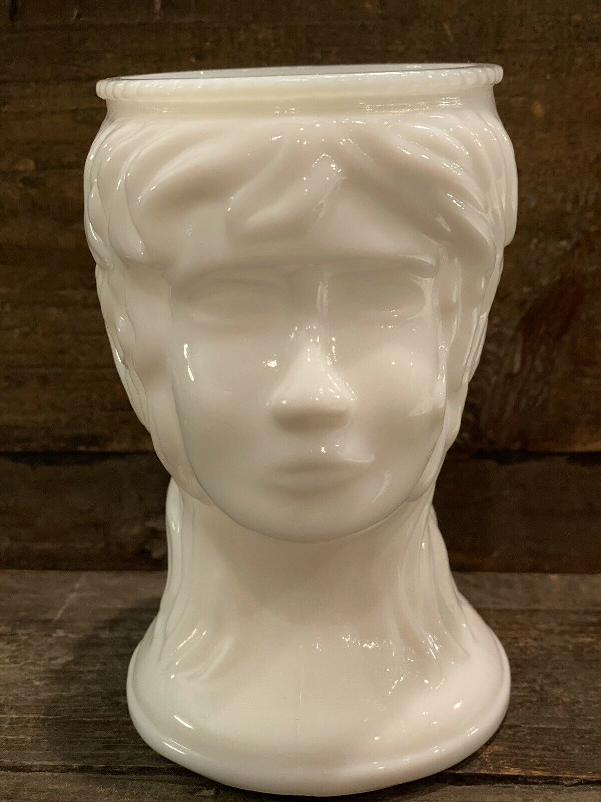 Vintage Lady Head Vase Milk Glass Woman White 5”