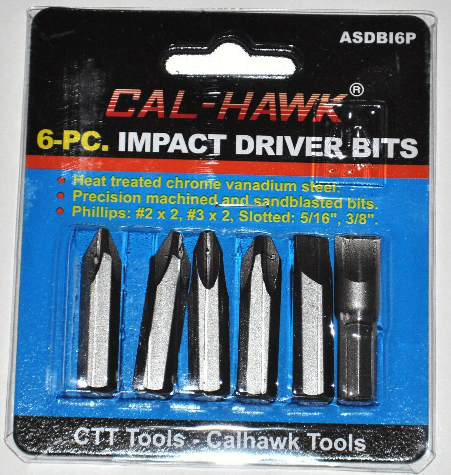 6 Piece Impact Driver Bits Hand Tool Hammer Phillips Slotted Flat #2 #3 5/16 3/8