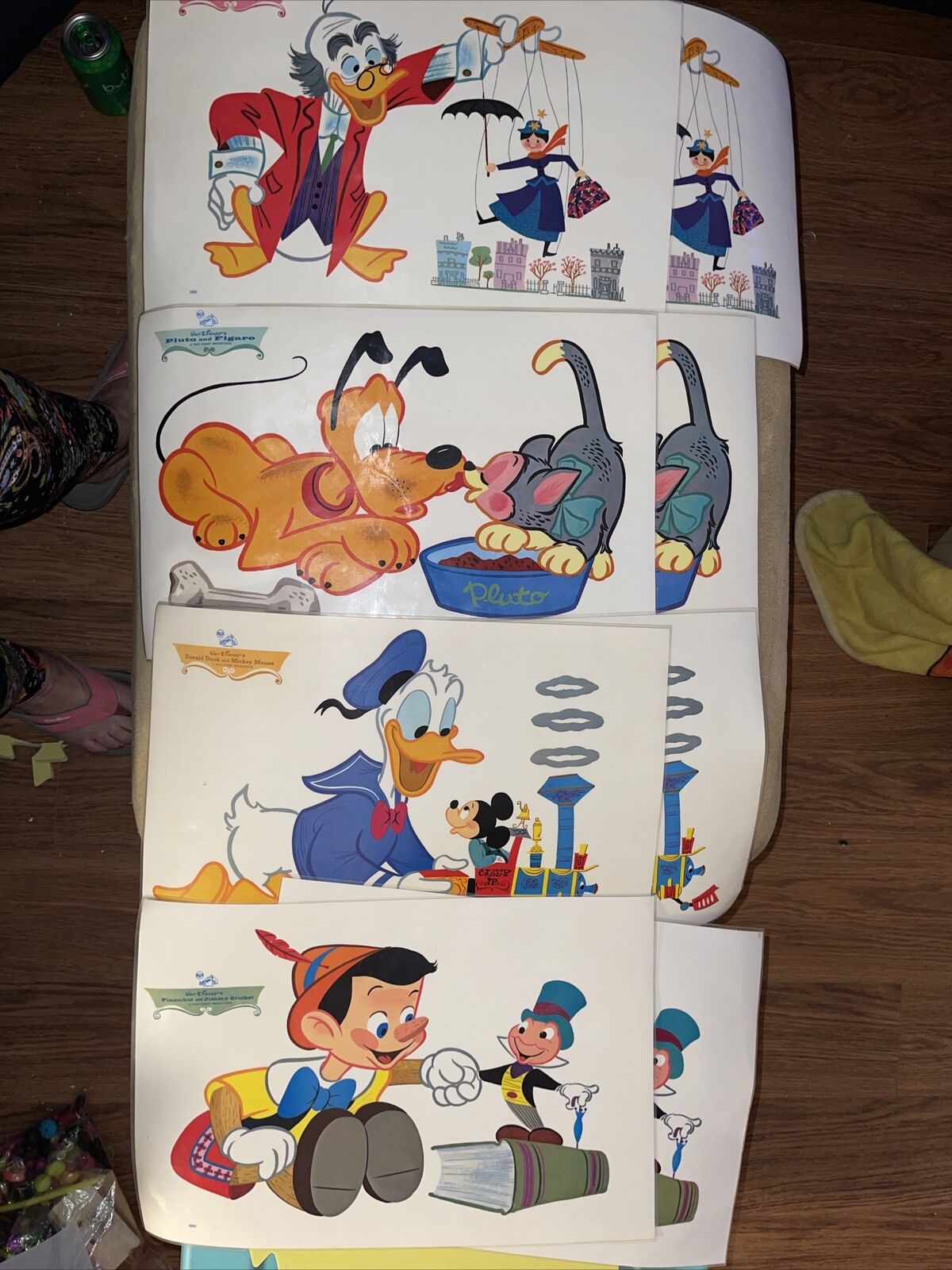 Set Of 8 Walt Disney Placemats Rca Mary Poppies Donald Figaro Pluto Etc Bin26