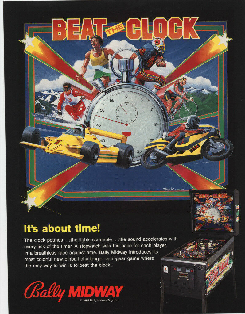 1985 Bally Midway Beat The Clock Pinball Flyer