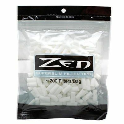 Zen Super Slim Filter Tips - 5 Bags - Resealable 200 Cigarette Bag Ryo Superslim