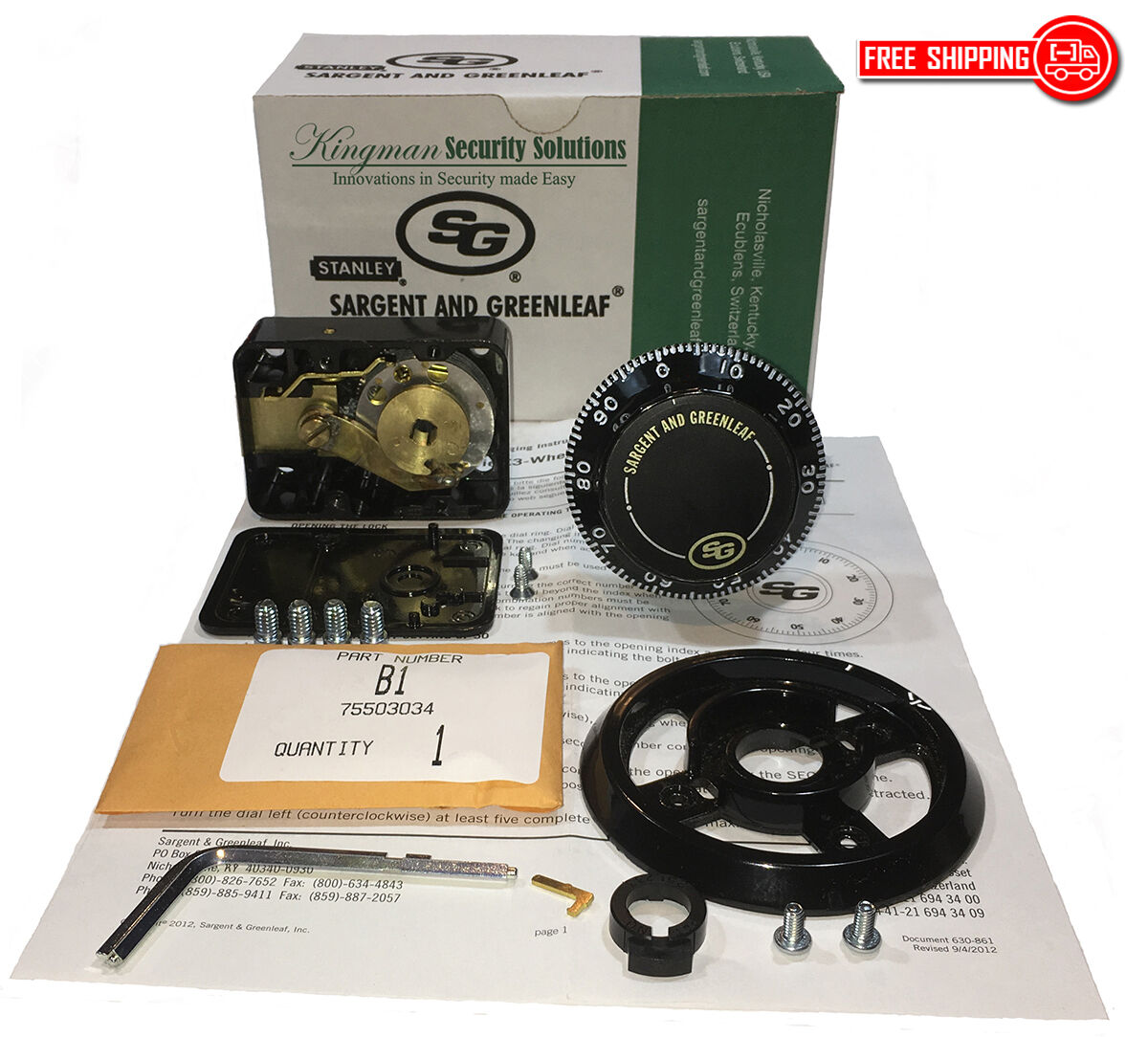 S&g - Sargent And Greenleaf 6730-100 Mechanical Combination Dial & Lock Kit -nib