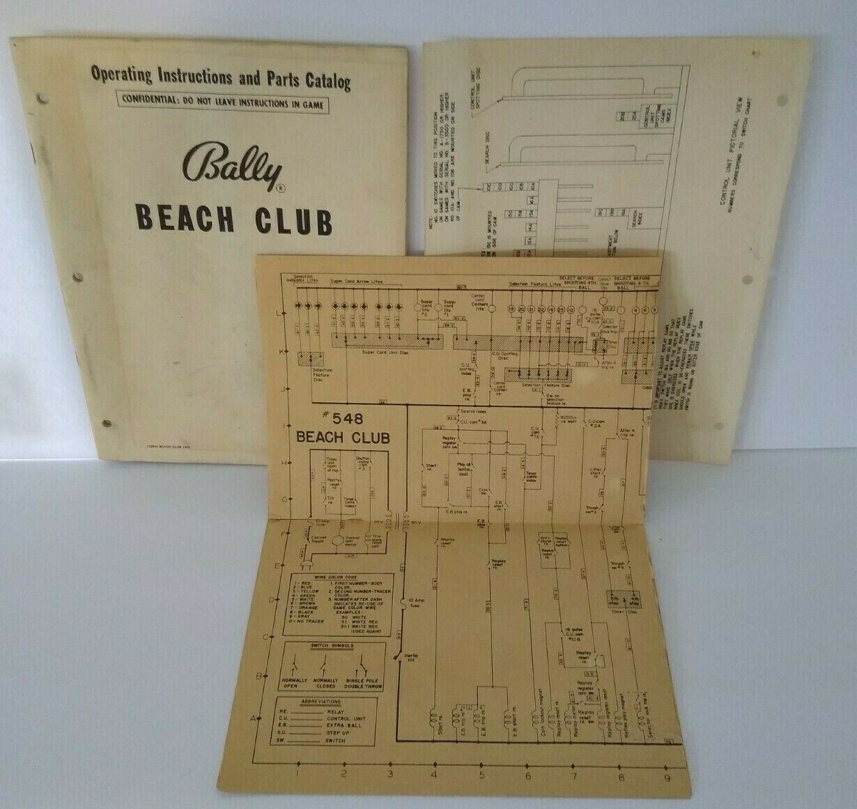 Bally Beach Club Pinball Bingo Service Manual & Game Schematic 1953 Original