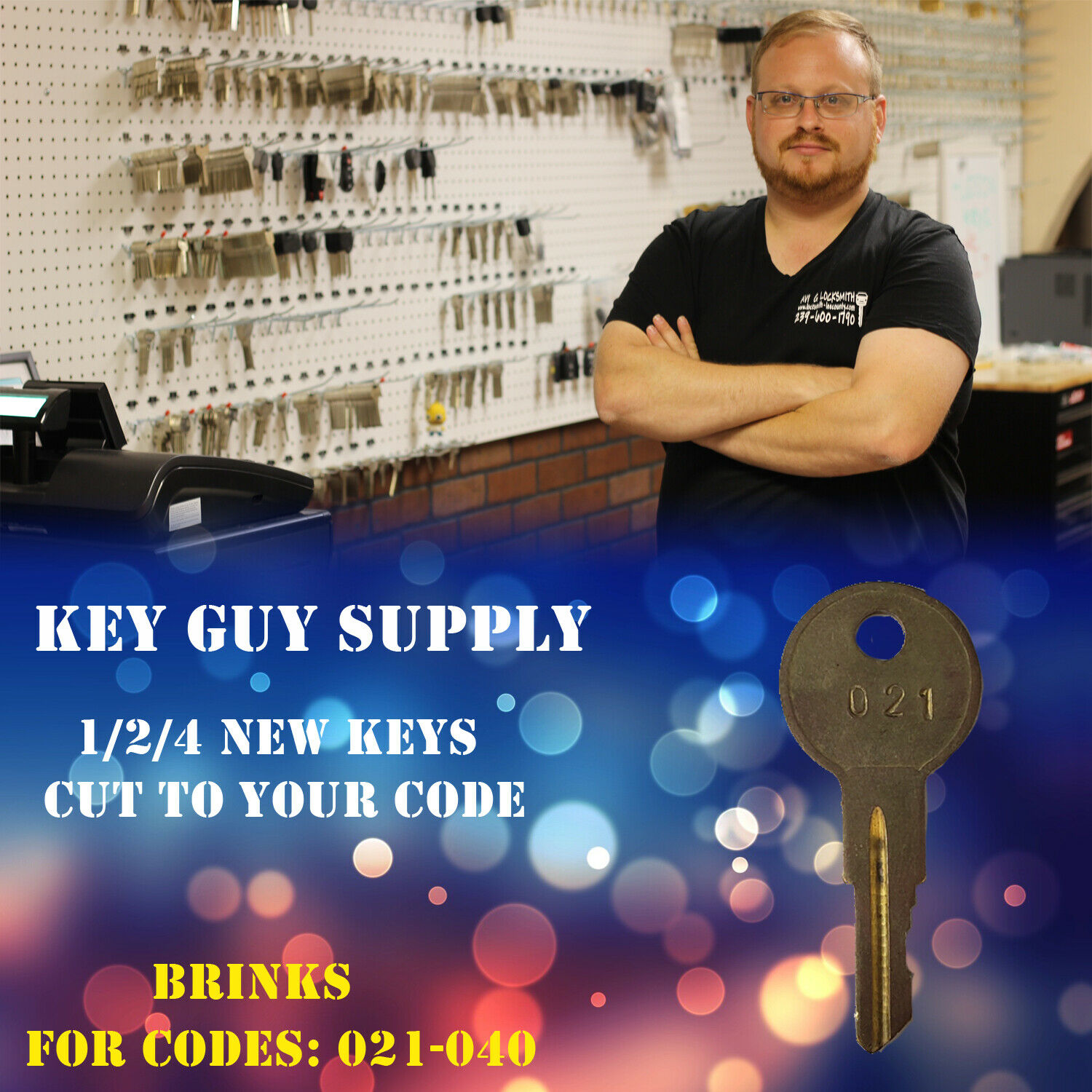 021 - 040 Brinks Key.  2 Keys Cut To Code For Safe Cabinet / Cash Box / Lock Box