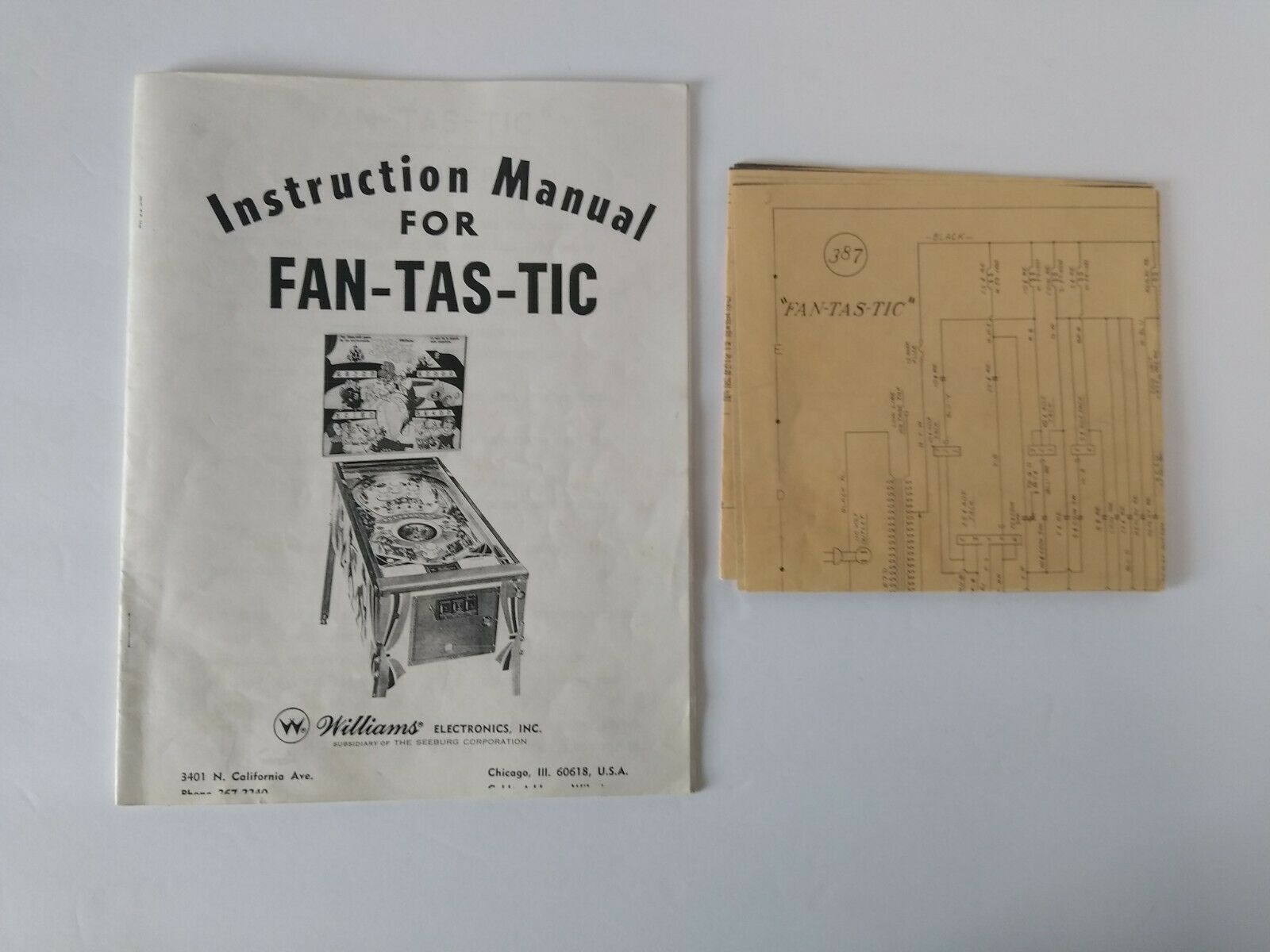 Williams Fantastic Pinball Machine Wiring Diagram Schematic & Manual Set 1972