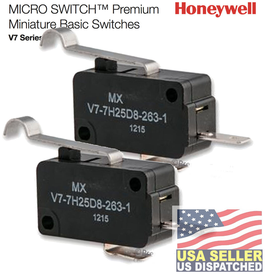 Honeywell S&c V7-7h25d8-263-1 (pack Of 2)  Micro Switch, Roller Lever, Spst-no