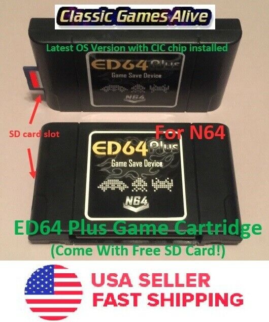 Ed64 Plus Latest Game Save Device Adapter- N64 Console (+16gb Sd Card!)