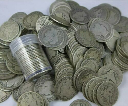Roll Of 20 90% Silver Barber Half Dollars Mixed Dates, Conditions And Mints