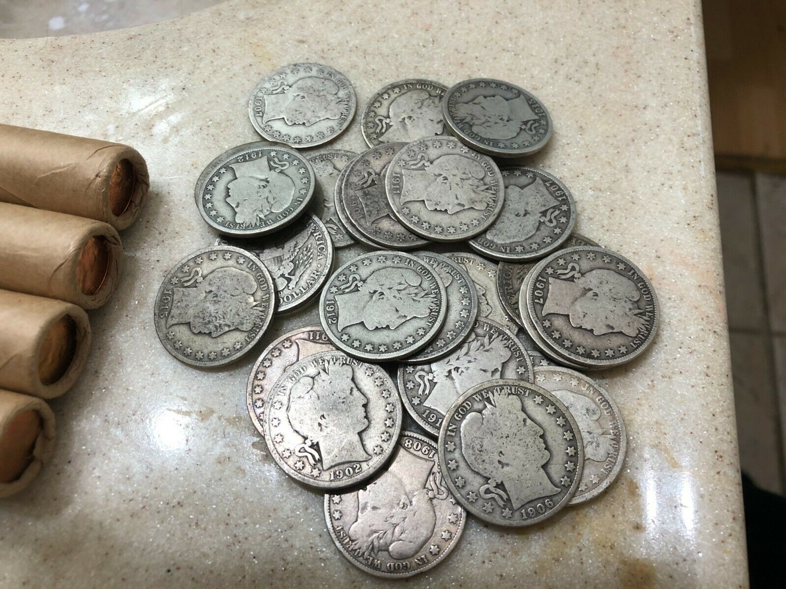 Huge Lot (27) Silver Barber Half Dollars, Various Dates, Different Mints, Pds
