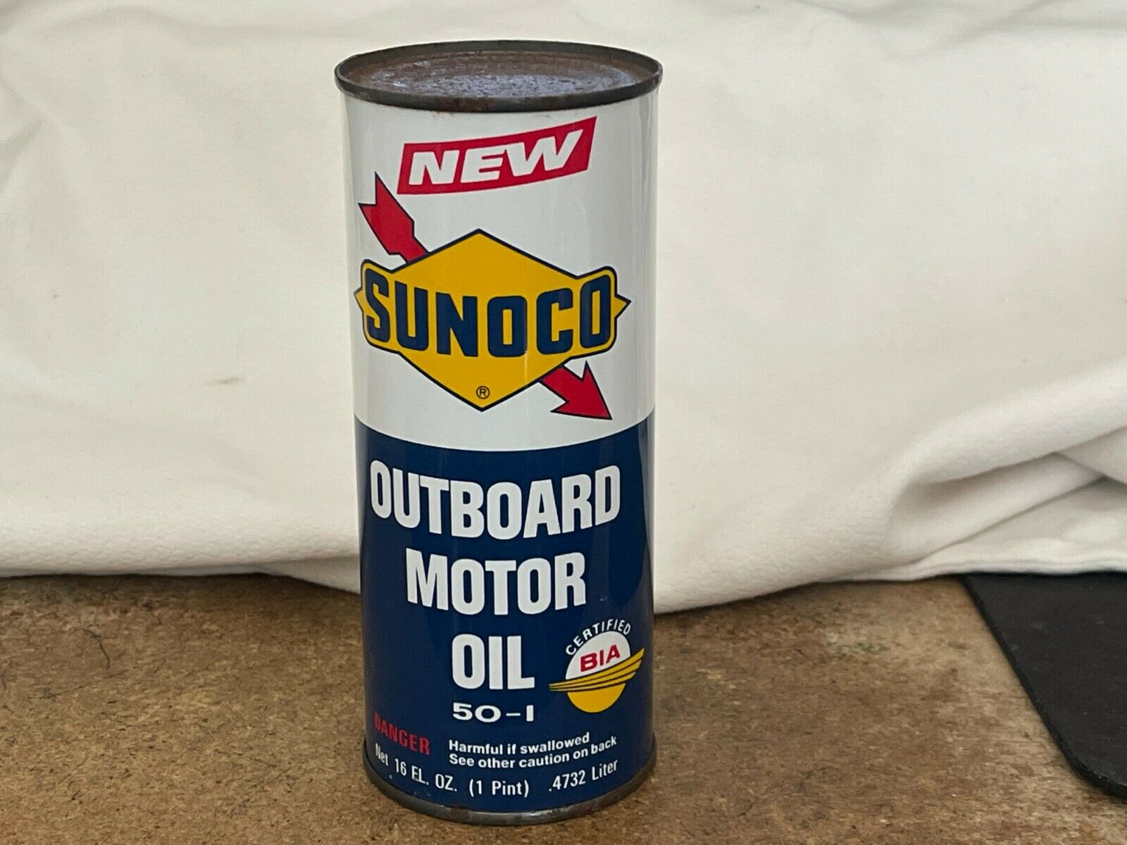 Sunoco Outboard Motor Oil Pint New Certified Bia Can Tin Full