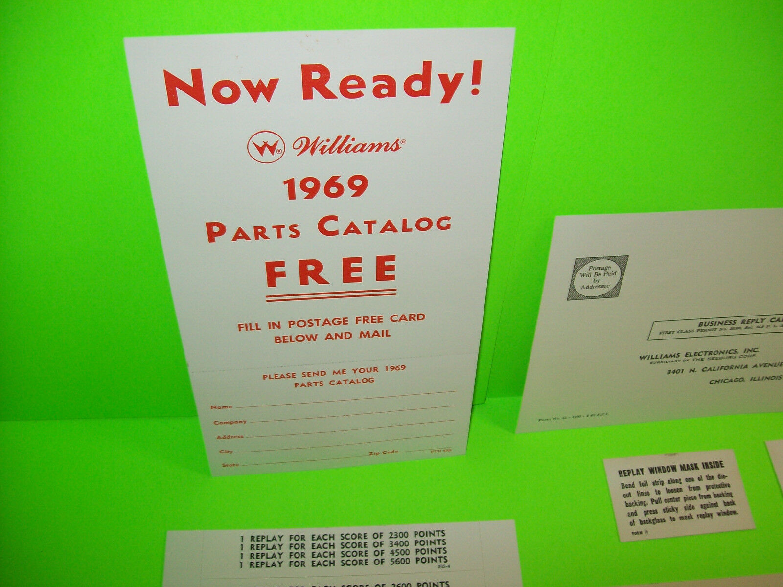 Williams Smart Set 1969 Original Pinball Machine Nos Score Cards & Paper Lot