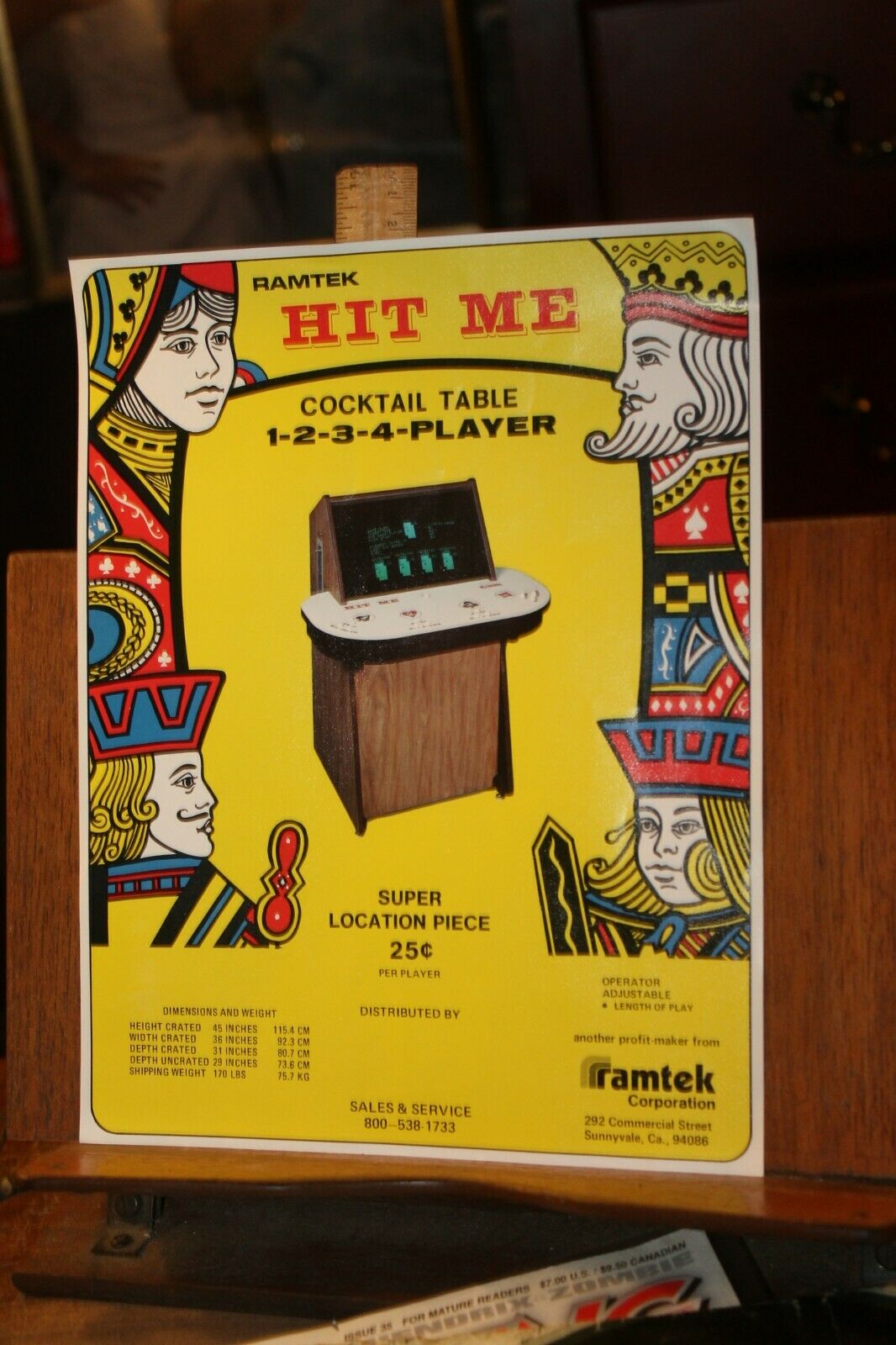 Vintage Ramtek Hit Me Poker Machine Flyer
