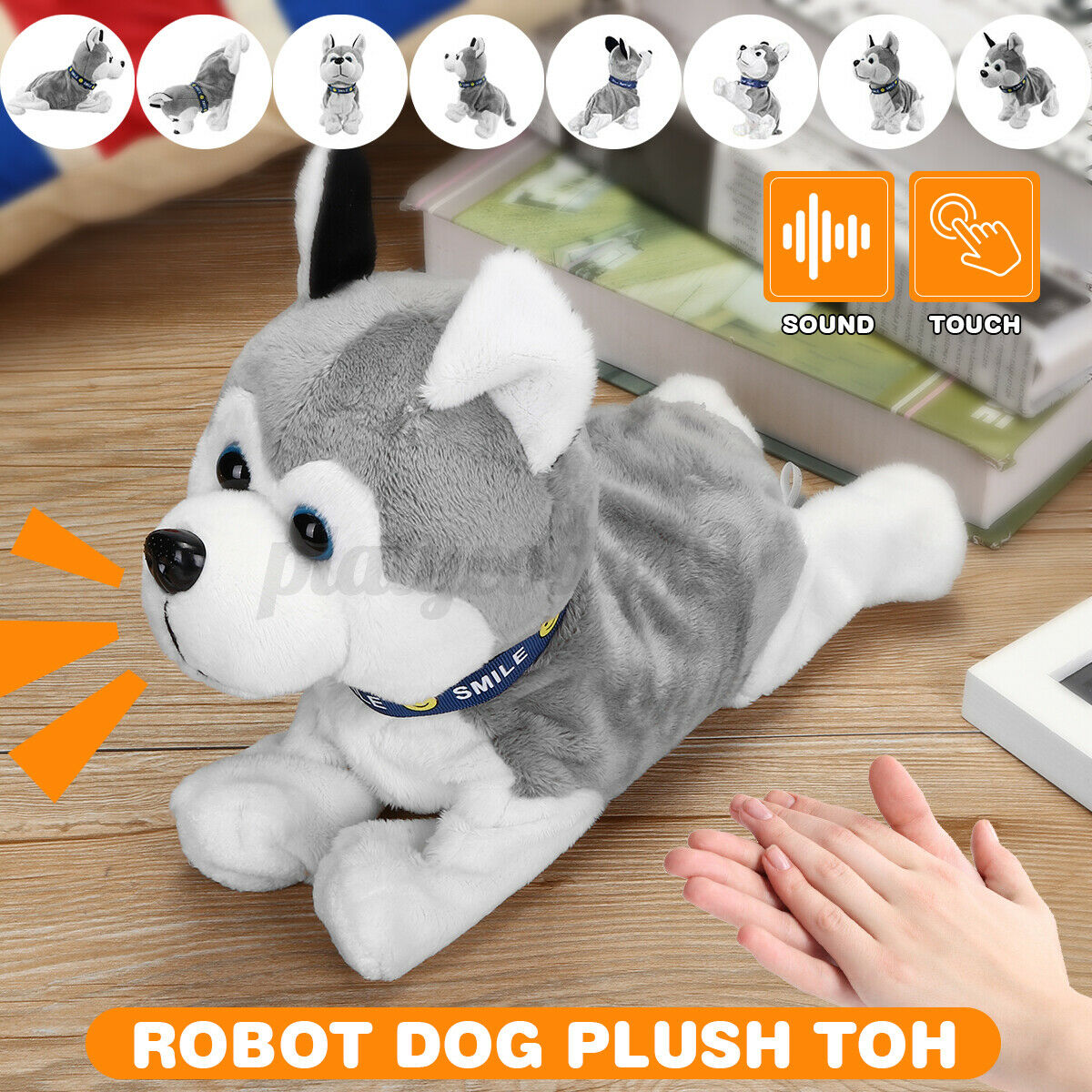 Interactive Robot Dog Electronic Plush Toys Walk Sound Bark Stand Birthd