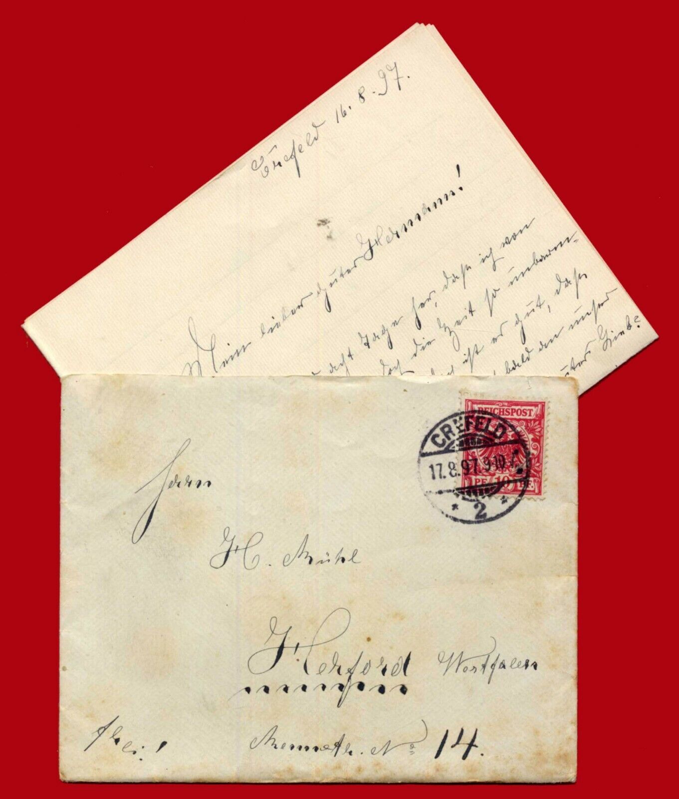 #19515 Crefeld Germany 17.8.1897. Letter