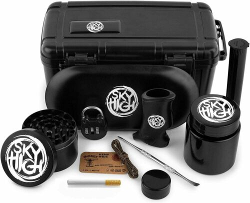 11 Piece Stash Box Combo Kit With Lock, Grinder, Tray, Lighter Holder & More
