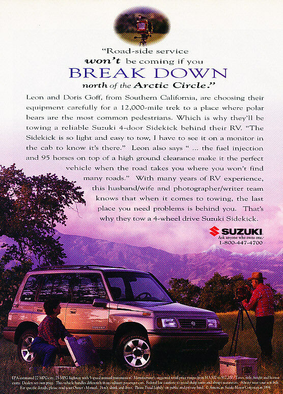 1994 Suuzki Sidekick - Camera - Classic Vintage Advertisement Ad D103