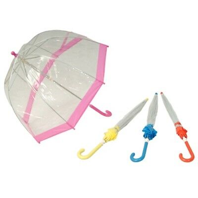 Children's Clear Plastic Bubble Umbrella 4 Color Trims To Choose Safety Slide