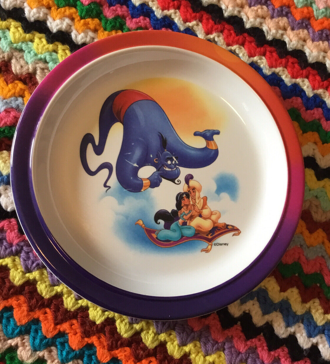 Vintage Disney Aladdin Dinner Plate Melamine Plastic Child's 8 1/2" 1990s